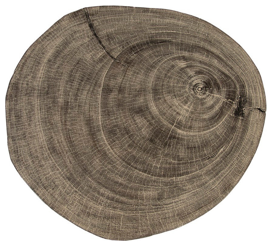 Crosscut Side Table, Gray Stone, Forged Legs