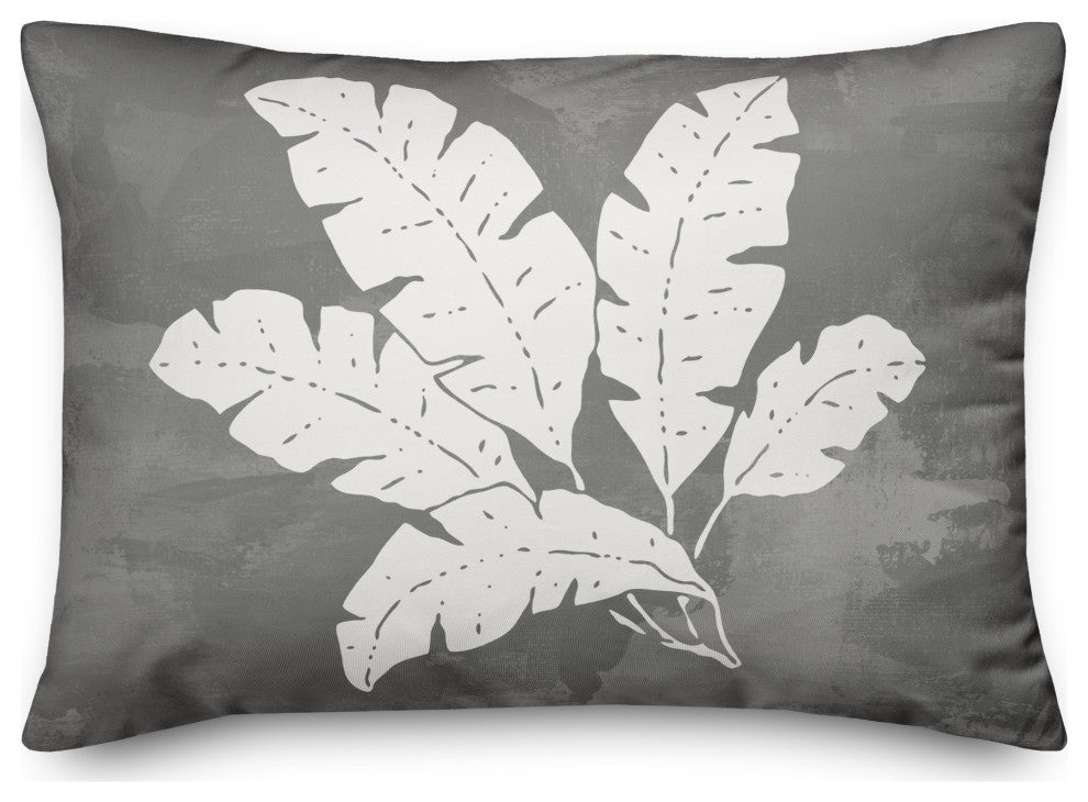 Leaf Texture on Gray 14x20 Indoor/Outdoor Pillow