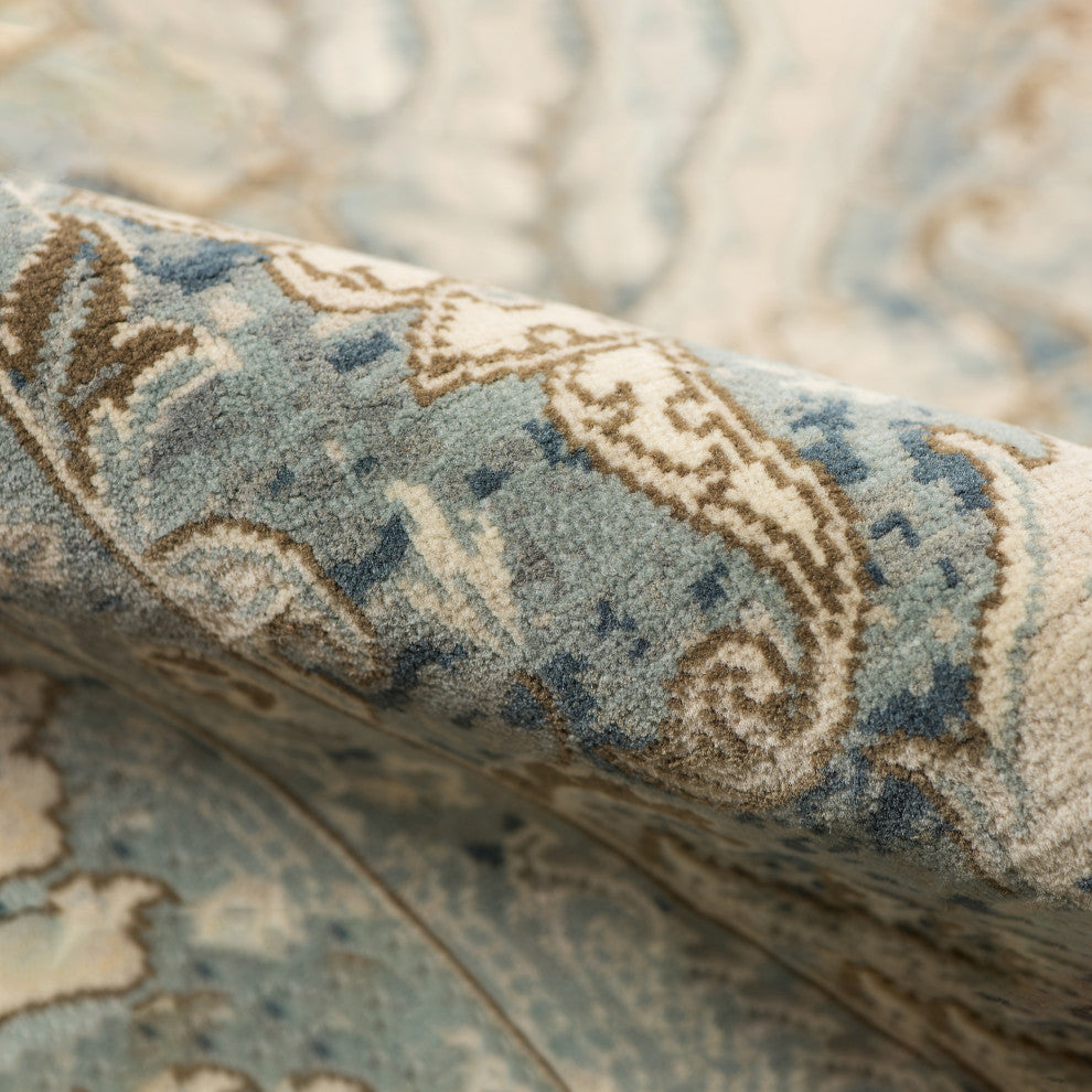 Vintage Pagota Area Rug, Blue, 8' x 10', Bordered