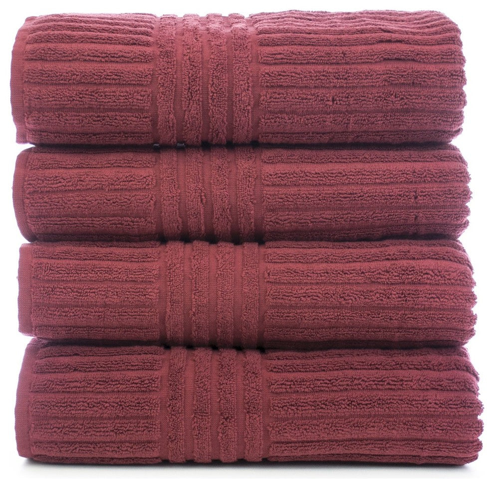 Bare Cotton Luxury Hotel and Spa Bath Towel, Set of 4, Cranberry
