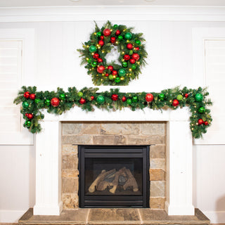 9' Artificial Christmas Garland with Lights, Christmas Cheer