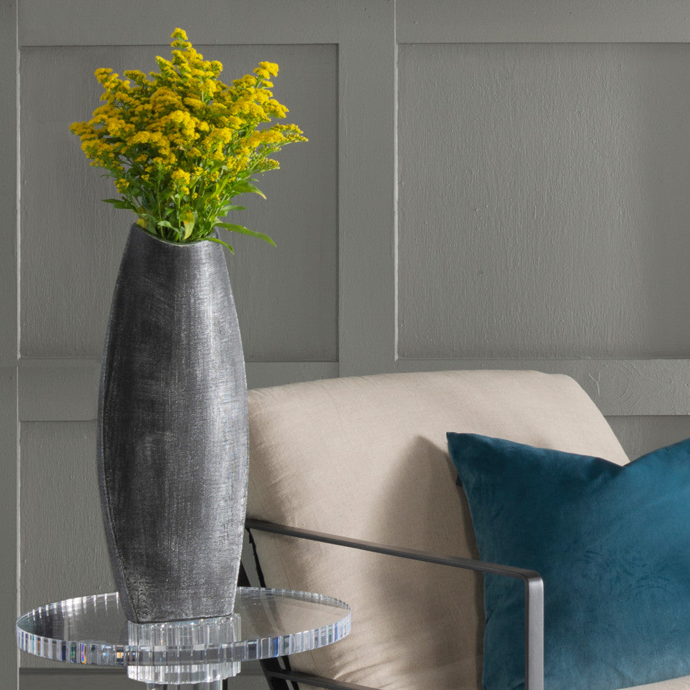 Textured Black Free Formed Ceramic Vase, Tall