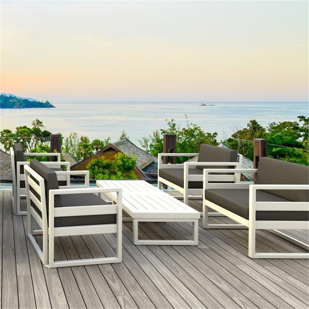 Compamia Mykonos Rectangle Lounge Coffee Table in White Finish