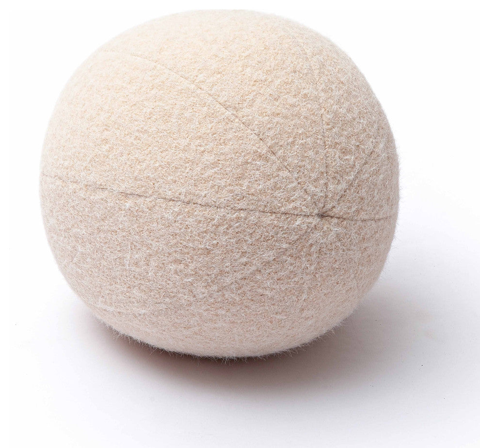 Boba Round Pillow, Rose-Tan Long Mohair, 14"
