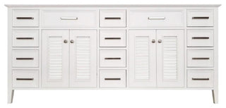 Ariel Kensington 72" Transitional Double Sink Base Cabinet, White