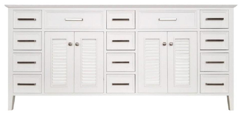 Ariel Kensington 72" Transitional Double Sink Base Cabinet, White