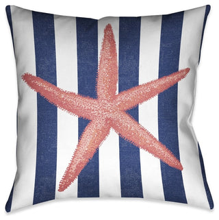 Laural Home Starfish Stripe Outdoor Decorative Pillow, 18"x18"