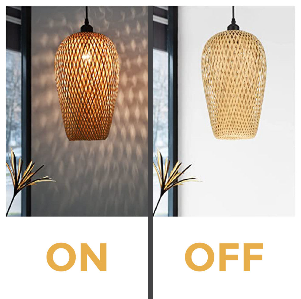 Natural Color bamboo 1 Light rattan hanging light Boho dome light fixtures