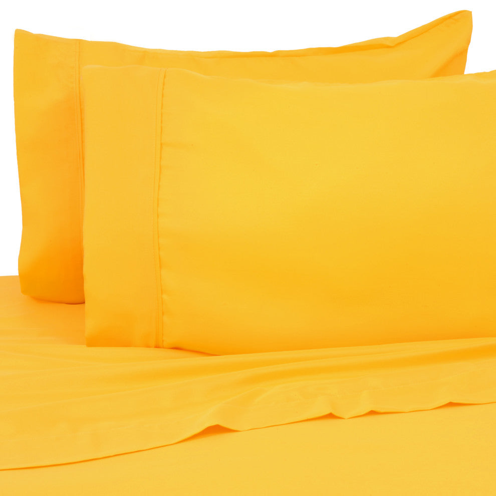 Premier Colorful Bright 4 Piece Microfiber Sheet Set, Bright Yellow, Queen