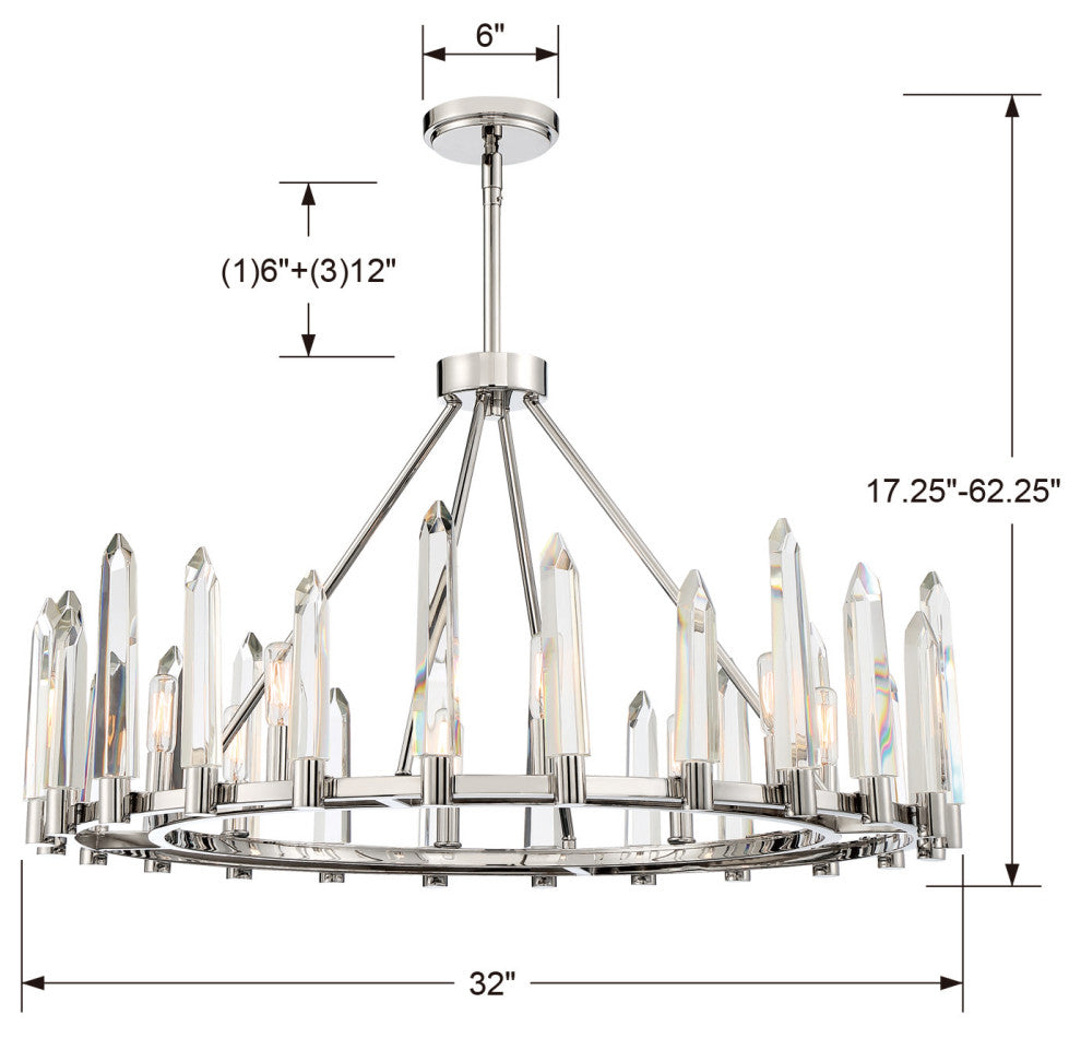 Crystorama Lighting Group WAT-B2008 Watson 8 Light 32"W Crystal - Polished