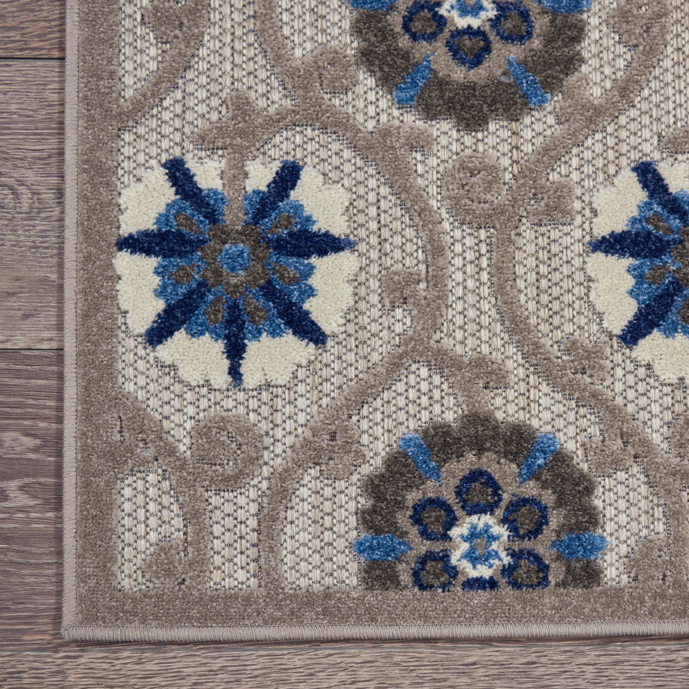 Nourison Aloha 6' x 9' Grey/Blue Contemporary Area Rug