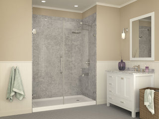 ANZZI Tier 32"x60" Center Drain Single Threshold Shower Base, White, 32"x60", Right Drain