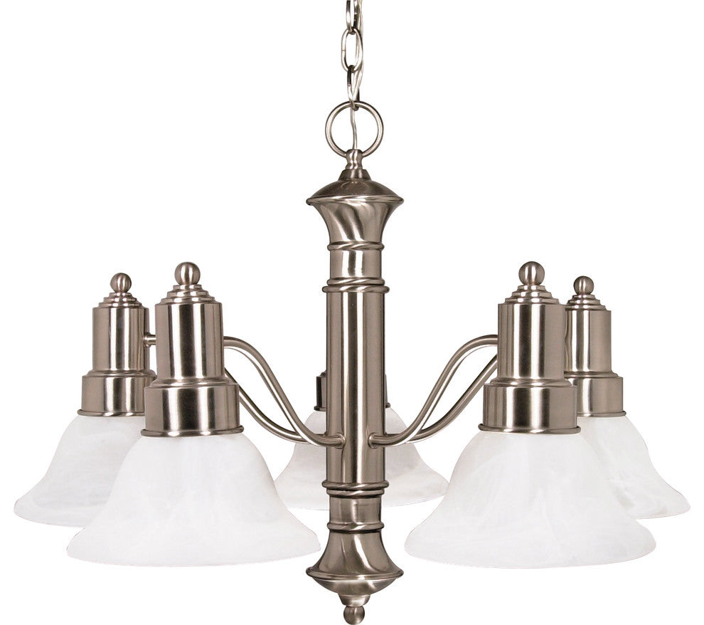 Gotham 5 Light - 25" Chandelier Alabaster Glass Bell Shades