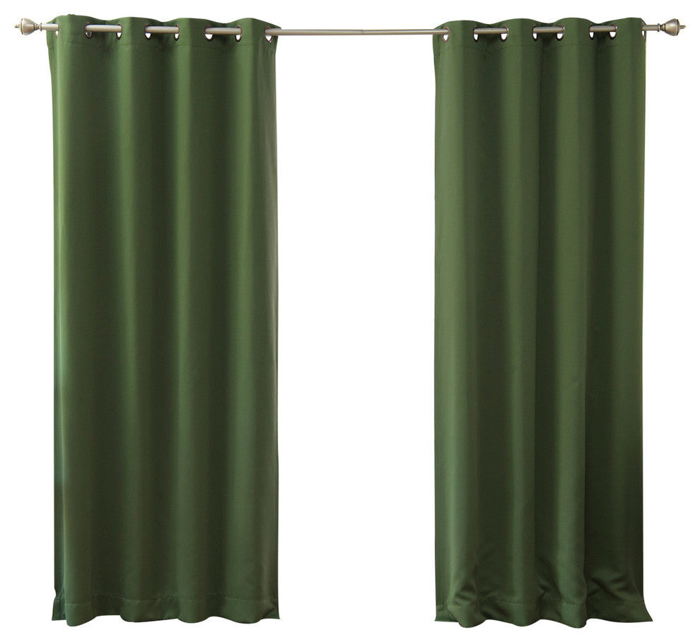 Solid Grommet Top Thermal Insulated Blackout Curtains, Moss, 84"