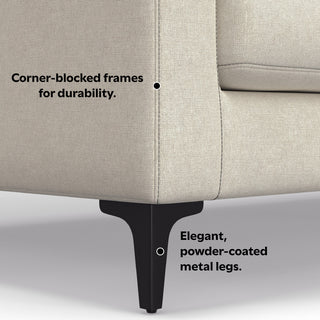 Ava 76-inch Sofa and Ottoman Set in Tightly Woven Performance Fabric