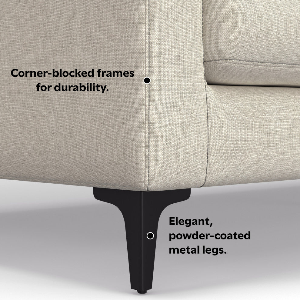 Ava 76-inch Sofa and Ottoman Set in Tightly Woven Performance Fabric