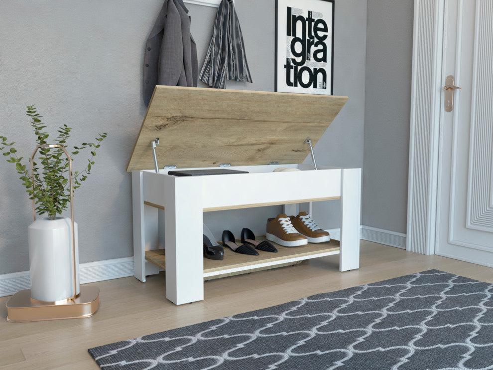 Daffodil Storage Table, Light Oak-White
