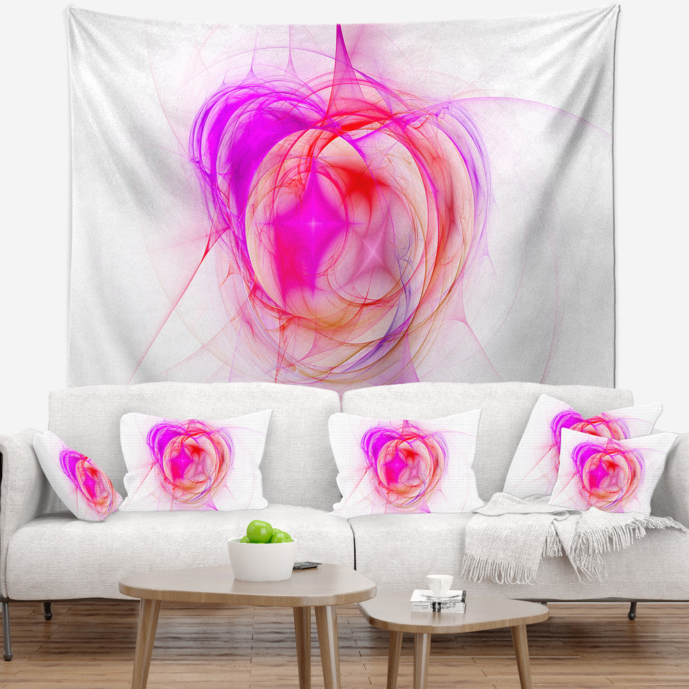 Pink Fractal Explosion Supernova Abstract Wall Tapestry, 92"x78"