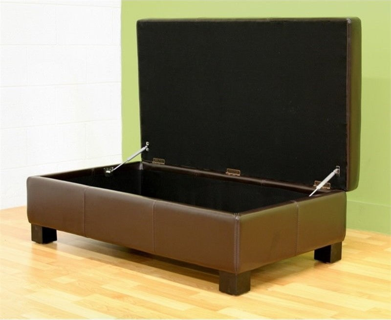 Bowery Hill Leather Storage Ottoman in Brown