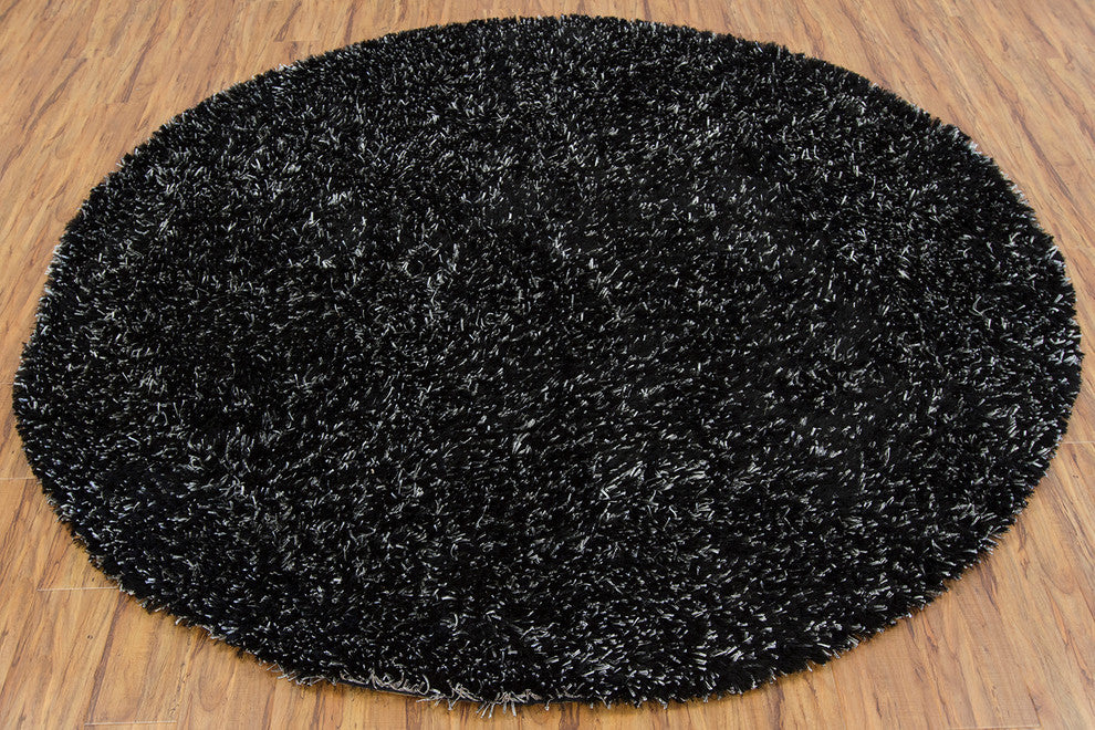 Dior Contemporary Area Rug, Black and White, 7'9" Round