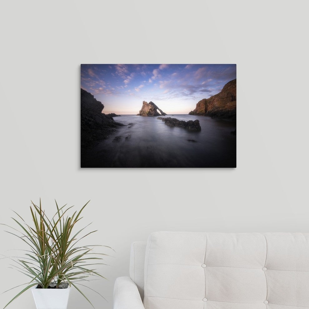 "Bow fiddle rock in scotland sea" Wrapped Canvas Art Print, 24"x16"x1.5"