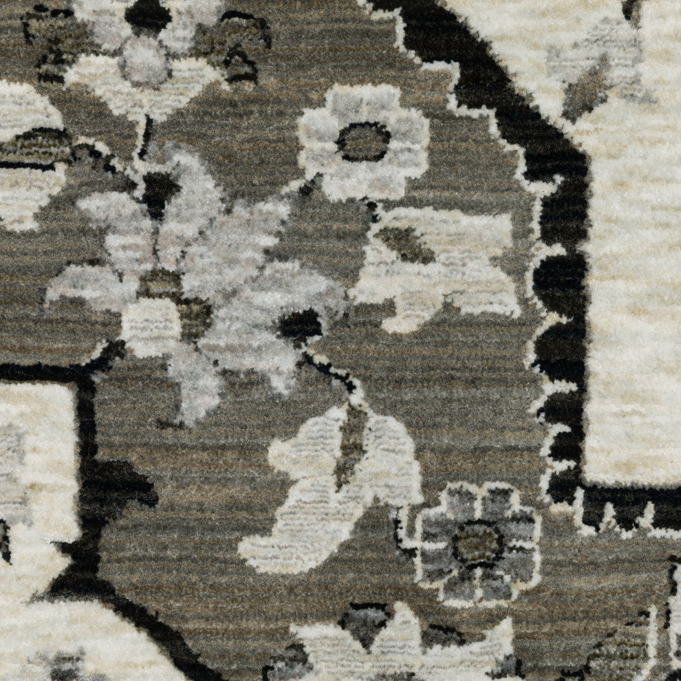 Callum Star Medallion Ivory/Grey Fringe Edge Rug Runner