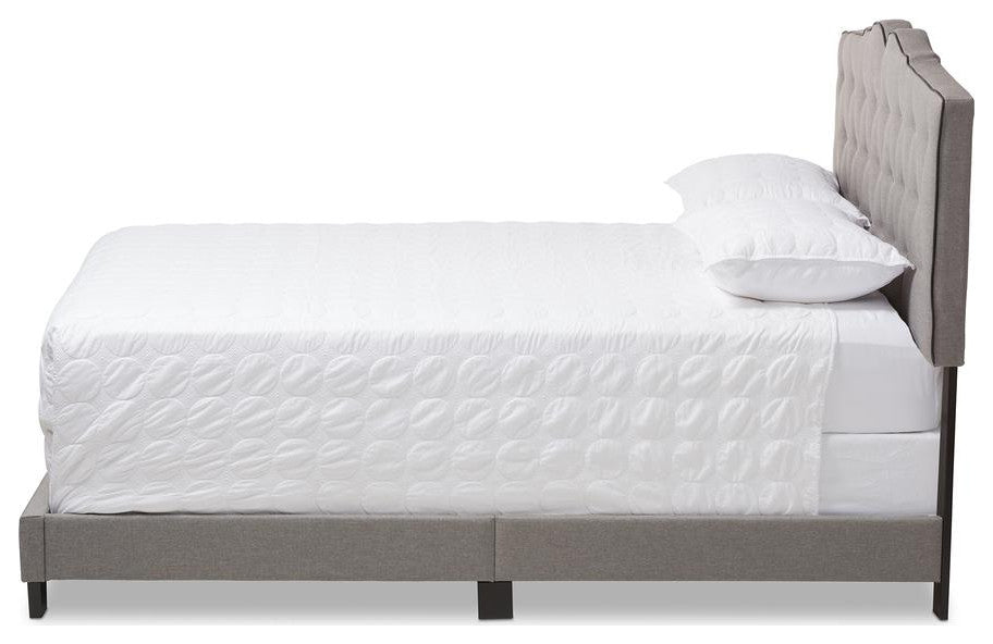 Vivienne Modern and Contemporary Light Gray Upholstered Queen Size Bed