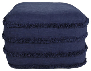 Solid Textured Stripe Pouf Ottoman