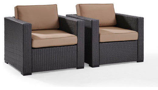 Biscayne Outdoor Wicker Chairs, Set of 2, Mocha