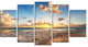 Sunrise on Beach of Caribbean Sea, Seashore Canvas Print, 60"x32", 5 Panels