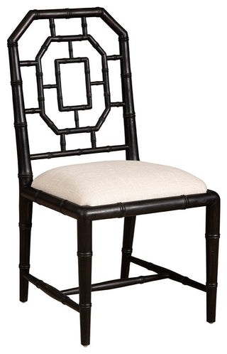 Lahara Mahogany Upholstered Side Chair, Black
