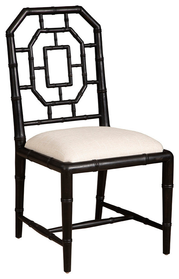 Lahara Mahogany Upholstered Side Chair, Black