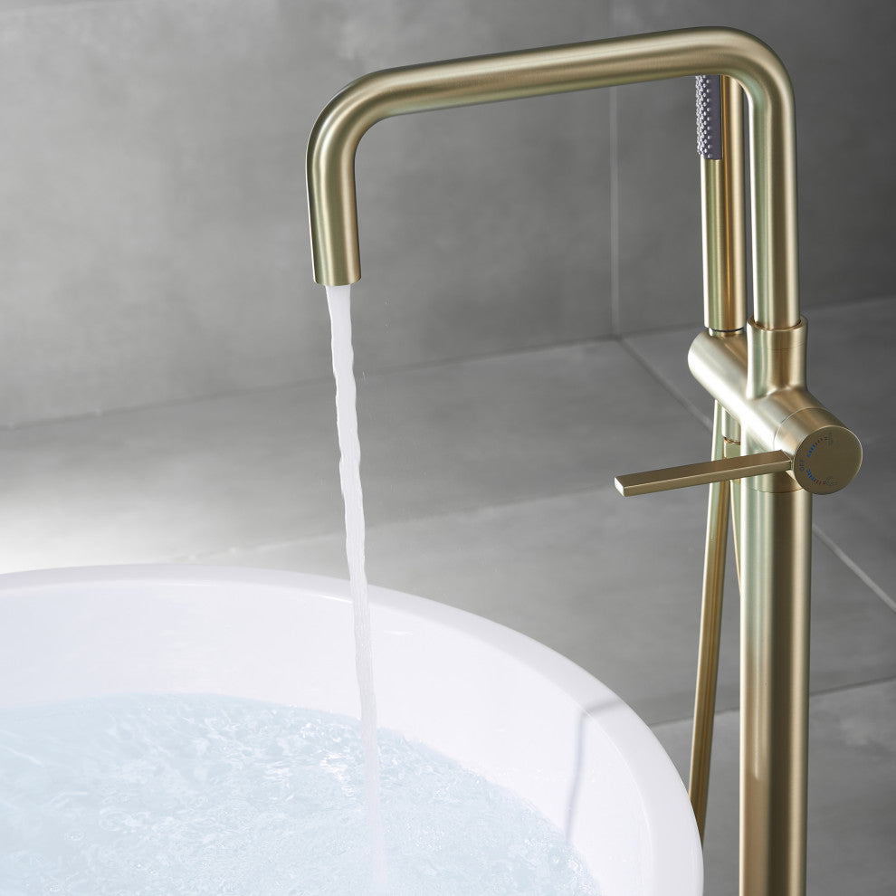 Single Handle Floor Mounted Tub Filler with Handshower