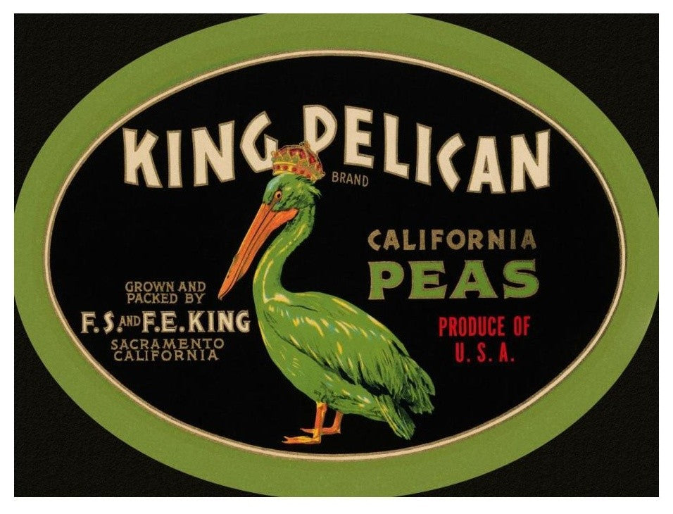 "King Pelican California Peas" Digital Paper Print by Retrolabel, 24"x19"