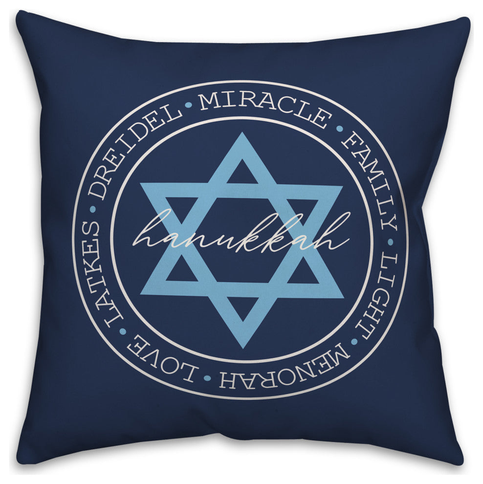 Hanukkah Circle Words 16"x16" Throw Pillow