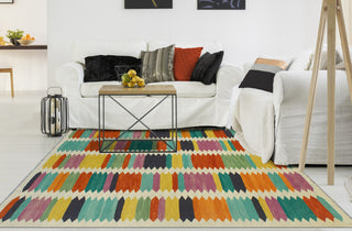 Modern Flatweave Milford Ivory/Red Rug, 5'10x7'11