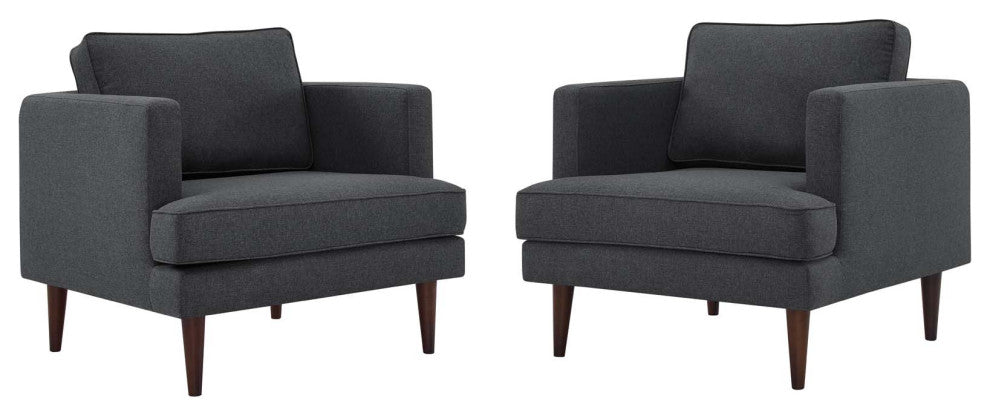 Armchair Accent Chair, Set of 2, Fabric, Gray, Modern, Lounge Hospitality