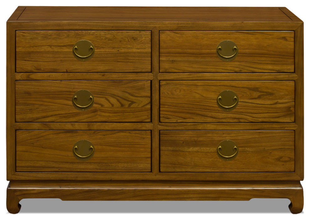 Walnut Finish Elmwood Chinese Ming Chest of Drawers