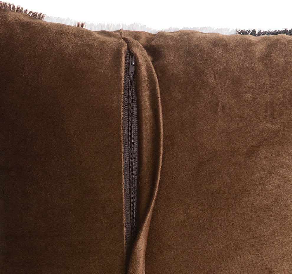 Faux Fur Cowhide Plush Throw Pillow 18"X18" With Insert