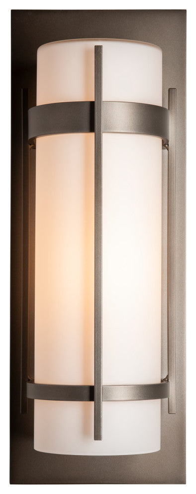 Banded Large Outdoor Sconce, Coastal Dark Smoke Finish, Opal Glass