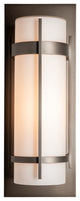 Banded Large Outdoor Sconce, Coastal Dark Smoke Finish, Opal Glass