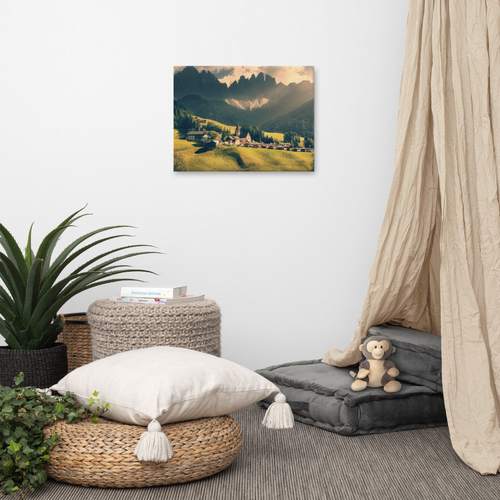 Sun Rays and Santa Maddalena Landscape Photo Canvas Wall Art Prints, 18" X 24"