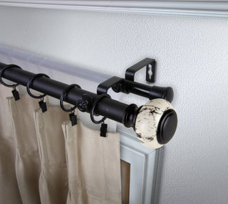 Everly 1" Diameter Double Curtain Rod, Black, 160-240"
