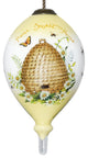 Beehive Home Sweet Home Hand Painted Mouth Blown Glass Ornament