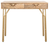 Safavieh Lily 2 Drawer Desk, Natural/Brass