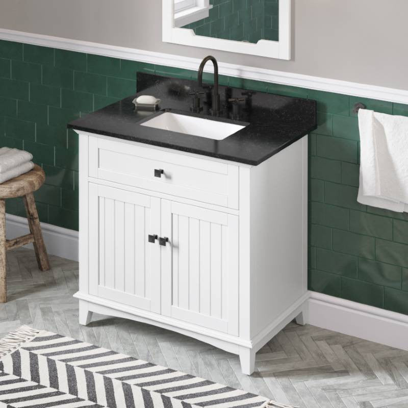 Savino Modern 36" White Single Sink Vanity, Boulder Cultured Marble Vanity Top