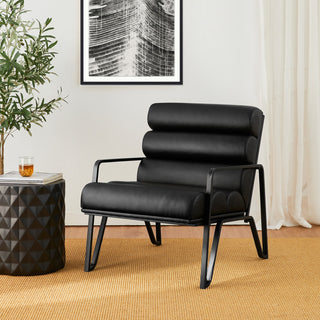 Set of 2 Modern Wavy Leatherette Accent  Chair