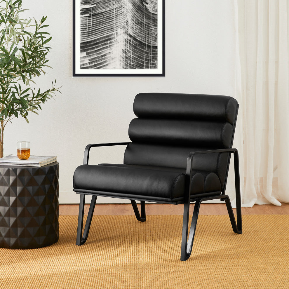 Set of 2 Modern Wavy Leatherette Accent  Chair