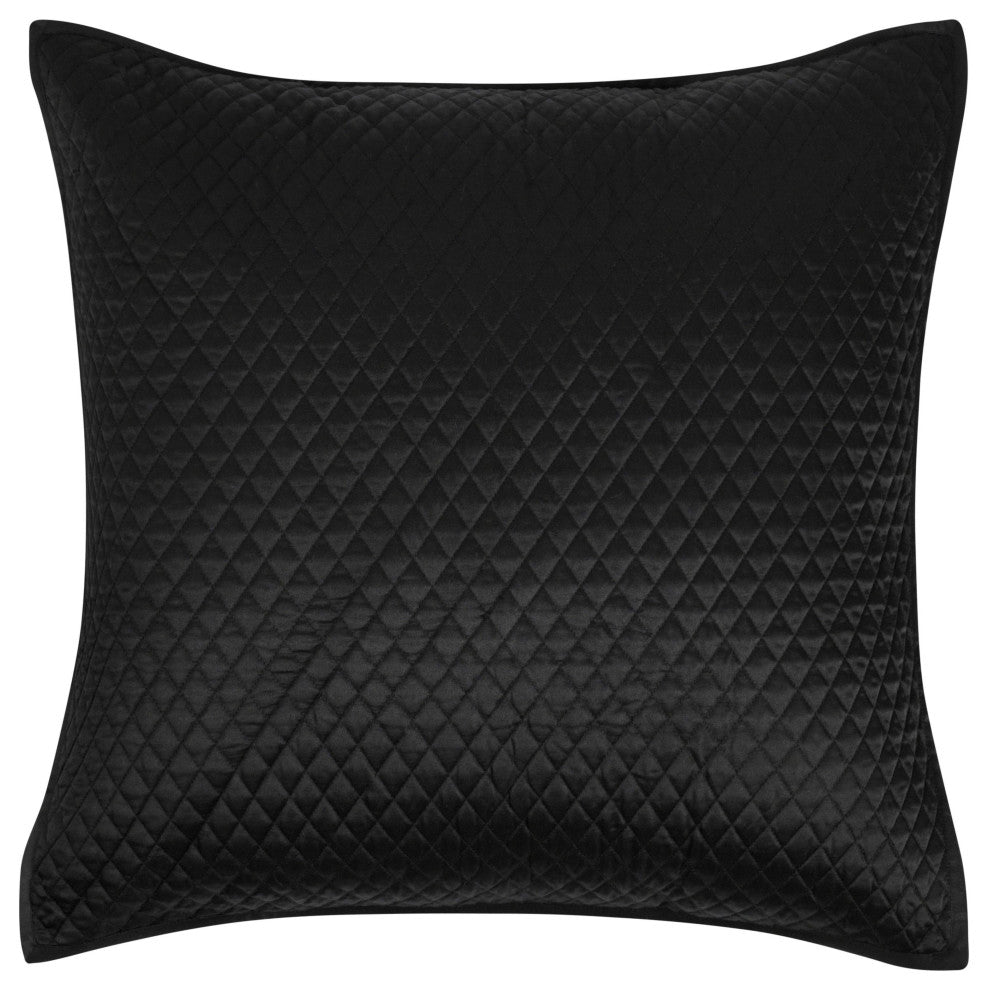 Winthrop 100% Sateen Black King Sham by Kosas Home, Black, Euro Sham