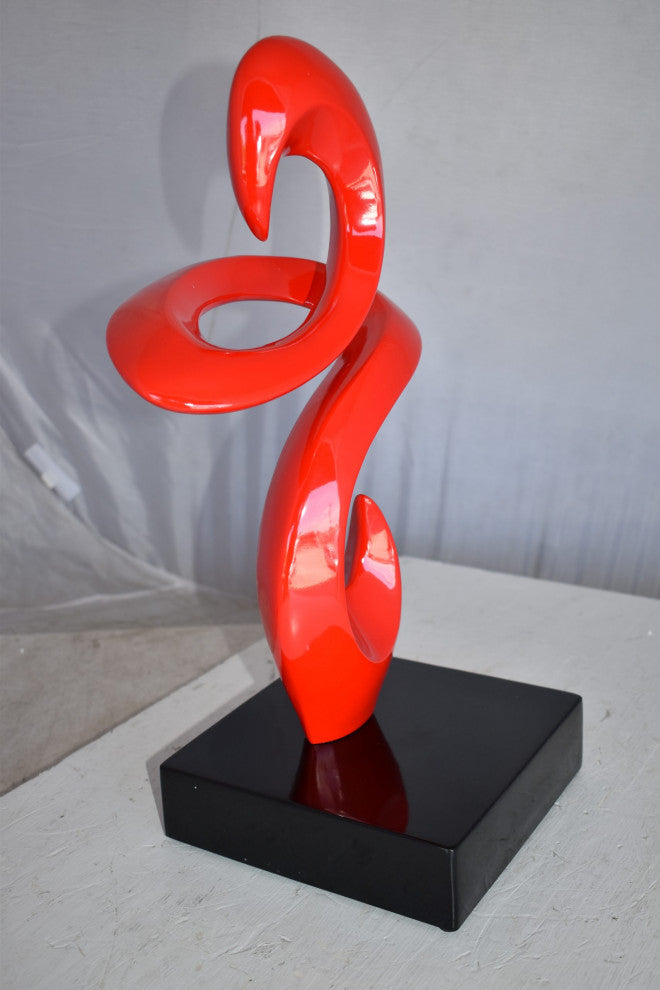 Modern Art Red Abstract Sculpture Made of Resin on A Base Size: 10" x 8" x 19"